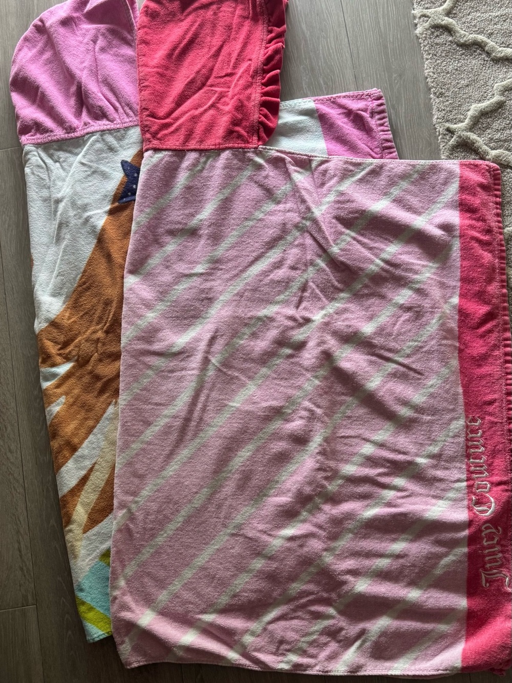 Pottery Barn Kids Hooded Kids Towel/Bottoms - Soft Pink Stripe